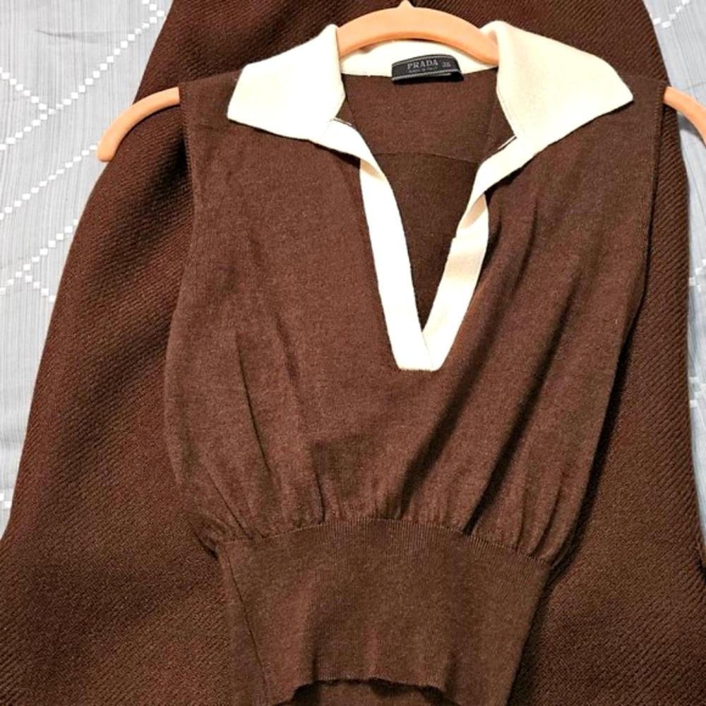Brown Prada skirt & sweater sets